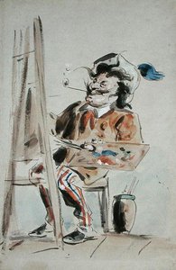 Caricatura de un artista de Hablot Knight Browne
