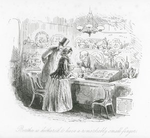 Calles de Londres: Se declara que Bertha tiene un dedo notablemente pequeño (grabado) de Hablot Knight (1815 92) Browne