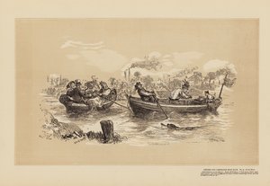 Oxford and Cambridge Boat Race, No 2, On the River (grabado) de Hablot Knight (1815 92) Browne