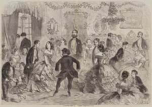 Un baile de Navidad en una casa de campo de Hablot Knight Browne
