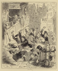 Multitud Persiguiendo a la Sra. McDougal de Hablot Knight Browne
