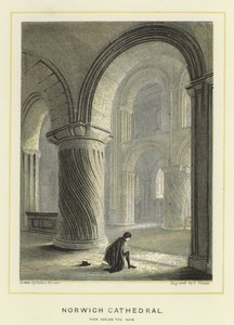 Catedral de Norwich, vista a través de la nave de Hablot Knight Browne