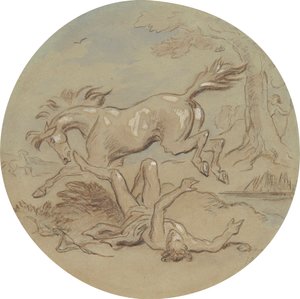 Uno de los dieciocho diseños para una serie de láminas que ilustran Venus y Adonis