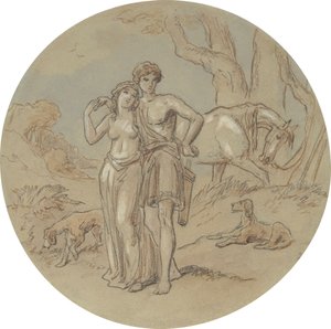 Uno de los dieciocho diseños para una serie de láminas que ilustran Venus y Adonis