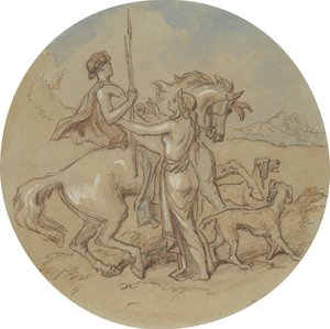 Uno de los dieciocho diseños para una serie de láminas que ilustran Venus y Adonis de Hablot Knight Browne