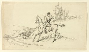 Jinete refrenando al caballo de Hablot Knight Browne