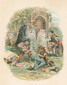 Escena de La tienda de antigüedades de Charles Dickens, 1841 de Hablot Knight Browne