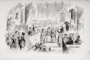 La pequeña iglesia en el parque, ilustración de 