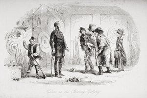 Visitantes en la galería de tiro, ilustración de 