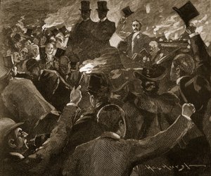El Sr. Balfour en Dublín: procesión de antorchas, ilustración de "Cassell