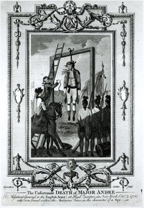 La desafortunada muerte del Mayor Andre, Ayudante General del Ejército Inglés, en el Cuartel General en Nueva York, 2 de octubre de 1780, grabado por John Goldar (1729-1795) de Hamilton