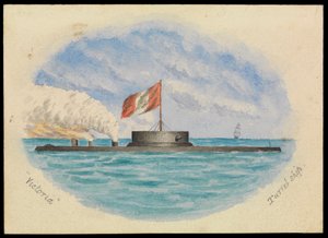 Barco con torreta Victoria, c.1865 (acuarela) de Hamilton Williams