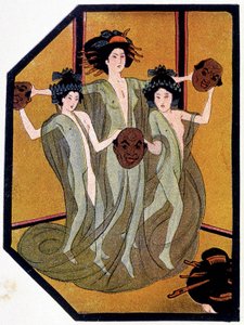 Entrada de las jóvenes japonesas - en "Muñecas japonesas" por Félicien Champsaur, ilustrado por Hanafusa Itcho, París de Hanabusa Itcho
