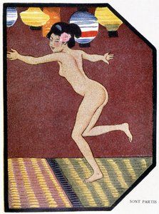 Joven japonesa desnuda bailando - en “Muñeca japonesa” de Félicien Champsaur, ilustrado por Hanafusa Itcho, París