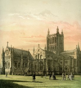 Catedral de Hereford, Herefordshire, c. 1870 de Hanhart