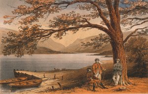 El lago del retiro placentero. Llyn Mwyngyl, desde Tal-y-Llyn, siglo XIX de Hanhart