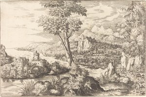 Paisaje con tres hombres de Hanns Lautensack