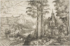 Paisaje con una iglesia de Hanns Lautensack