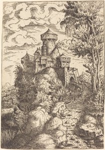 Paisaje con una fortaleza y gran escalera