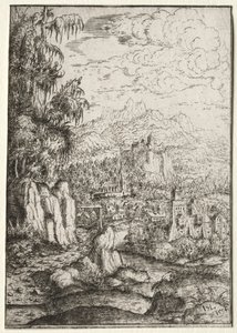 Landscape with a Road to a Castle on an Island in a River de Hanns Lautensack