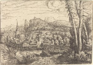Vista de una Ciudad cerca de un Río de Hanns Lautensack