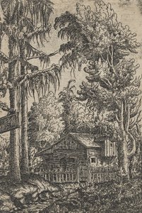 Una cabaña y dos pinos de Hanns Sebald Lautensack