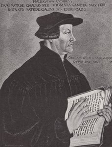 Huldrych Zwingli, líder de la Reforma en Suiza (grabado) de Hans (after) Asper
