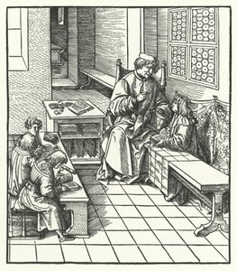 El archiduque Maximiliano de Austria en la escuela cuando era niño de Hans (after) Burgkmair