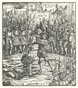 Ejecución de los líderes de un levantamiento contra el dominio del Archiduque Maximiliano de Austria en Flandes de Hans (after) Burgkmair