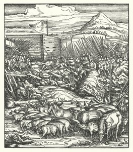 Recuperación del ganado robado por campesinos flamencos rebeldes contra el dominio del Archiduque Maximiliano de Austria de Hans (after) Burgkmair