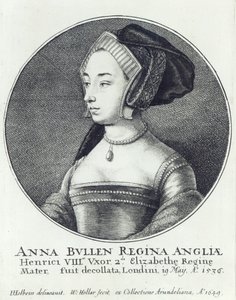 Ana Bolena, grabada por Wenceslao Hollar de Hans (after) Holbein the Younger