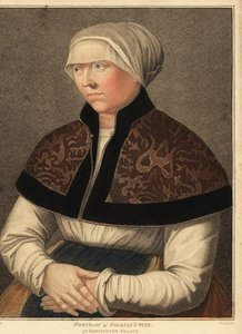 Retrato de la esposa de Hans Holbein, Elsbeth, en el palacio de Kensington. ,1812 (grabado) de Hans (after) Holbein the Younger