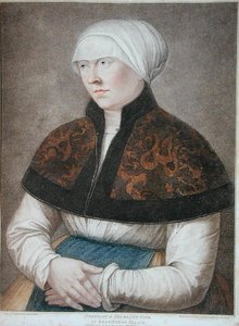 Retrato de la esposa de Holbein, grabado por Francesco Bartolozzi (1727-1815) 1796 de Hans (after) Holbein the Younger