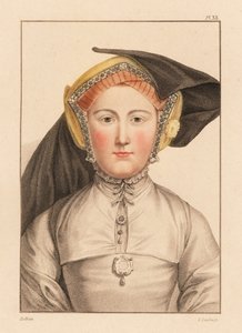 Retrato de mujer desconocida de la corte del rey Enrique VIII,1812 (grabado) de Hans (after) Holbein the Younger