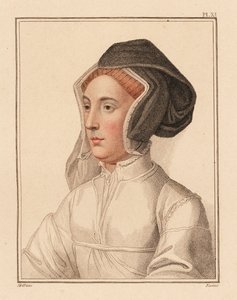 Retrato de mujer desconocida de la corte del rey Enrique VIII,1812 (grabado) de Hans (after) Holbein the Younger