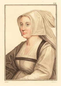 Retrato de mujer desconocida de la corte del rey Enrique VIII,1812 (grabado) de Hans (after) Holbein the Younger