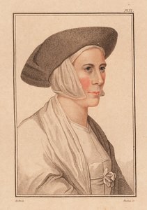 Retrato de mujer desconocida de la corte del rey Enrique VIII,1812 (grabado) de Hans (after) Holbein the Younger
