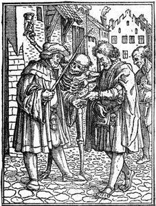 La muerte fingida de Hans Holbein el Joven (1497-1543): el abogado (grabado)