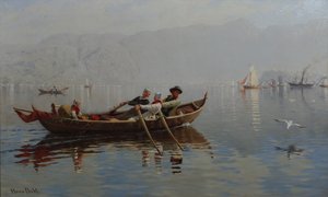 Puerto de Bergen (óleo sobre lienzo) de Hans Andreas Dahl