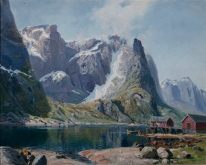 Northlandfjord c.1890 (óleo sobre lienzo) de Hans Andreas Dahl