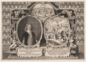 Niels Windet a Grundet y una representación de Cristo en la cruz de Hans Andreas Greys