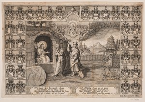 Portada para sermón fúnebre sobre Ida Langs con representación de Cristo como jardinero y María Magdalena