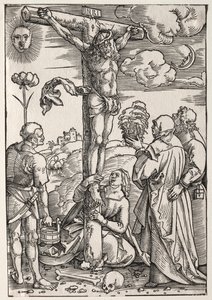 Cristo en la Cruz con María, San Juan, María Magdalena y San Esteban de Hans Baldung