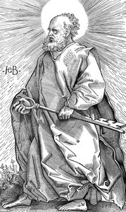 San Pedro sosteniendo su símbolo de una llave de Hans Baldung