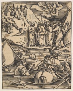 Los egipcios cruzando el Mar Rojo, de Das Buch Granatapfel, 1511