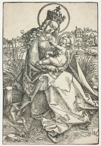 Madonna y el Niño en un banco de hierba