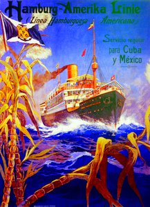 Cartel publicitario de la Hamburg American Line de Hans Bohrdt