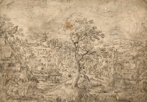 Paisaje con Abraham y Ángeles de Hans Bol