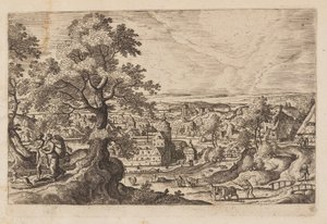 Lámina 16, de Paisajes con escenas del Antiguo y Nuevo Testamento y las Metamorfosis de Ovidio de Hans Bol
