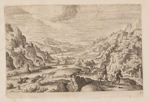 Lámina 20, de Paisajes con escenas del Antiguo y Nuevo Testamento y las Metamorfosis de Ovidio de Hans Bol